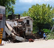Potvynio padariniai Kordobos provincijoje, Argentinoje.