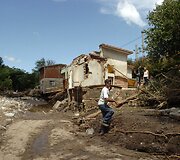 Potvynio padariniai Kordobos provincijoje, Argentinoje.