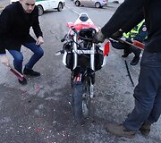 Mopedas &bdquo;Aprilia RS50&ldquo; po avarijos Alytuje 