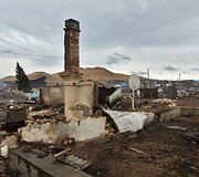Pievų gaisro padariniai Chakasijoje