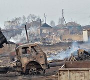 Pievų gaisro padariniai Chakasijoje