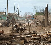 Pievų gaisro padariniai Chakasijoje