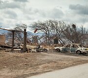 Pievų gaisro padariniai Chakasijoje