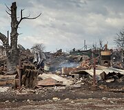 Pievų gaisro padariniai Chakasijoje