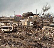 Pievų gaisro padariniai Chakasijoje