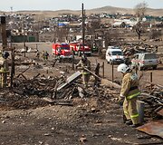 Pievų gaisro padariniai Chakasijoje