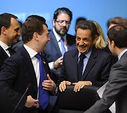 Prancūzijos prezidentas Nicolas Sarkozy ir Rusijos prezidentas Dmitrijus Medvedevas 