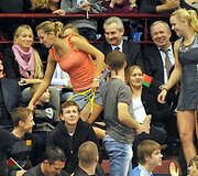 Baltarusijos prezidentas Aleksandras Luka&scaron;enka, Victoria Azarenka, Caroline Wozniacki