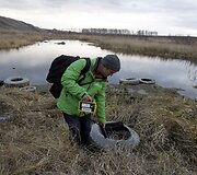 &bdquo;Greenpeace&ldquo; narys matuoja radiacijos lygį.