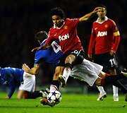 &bdquo;Manchester United&rdquo; ir &bdquo;Rangers&rdquo; rungtynių akimirka