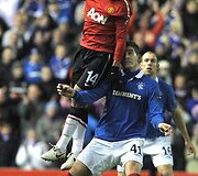 &bdquo;Manchester United&rdquo; ir &bdquo;Rangers&rdquo; rungtynių akimirka