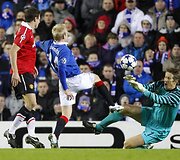 &bdquo;Manchester United&rdquo; ir &bdquo;Rangers&rdquo; rungtynių akimirka