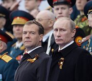 Dimitrijus Medvedevas ir Vladimiras Putinas