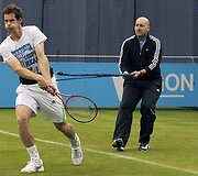 Andy Murray (kairėje) treniruotėje