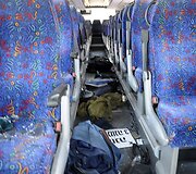 Autobuso vidus po užpuolimo