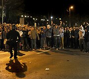 Protestuojantys studentai Pensilvanijoje