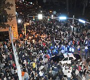 Protestuojantys studentai Pensilvanijoje