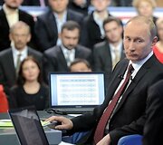 Ketvirtadienį Vladimiras Putinas 10 kartą kreipėsi į liaudį per TV