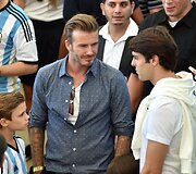 Davidas Beckhamas su sūnumi Romeo ir Kaka