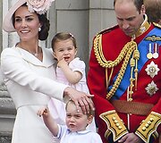 Kembridžo hercogienė Catherine ir princas Williamas su vaikais George'u ir Charlotte