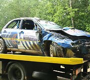 Vaidoto Žalos ir Dainiaus Aleknos &bdquo;Subaru Impreza&ldquo; po avarijos