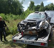 Benedikto Vanago ir Gretos Germanavičiūtės &bdquo;Subaru Impreza WRC&ldquo; po avarijos