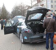Elektromobilių maratono stotelė Panevėžyje