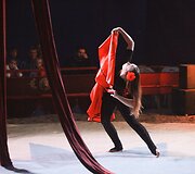 Cirko &bdquo;Marcel ir Odeta&ldquo; pasirodymo akimirka