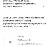 Ausmos Mi&scaron;kinienės ataskaitos ir susira&scaron;inėjimas su Andriumi Tapinu