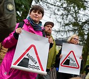 Panevėžys prisijungė prie visos Lietuvos kultūros streiko: protestas surengtas Senvagės saloje