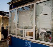 Ukrainos pasienio punktas &bdquo;Marinovka&ldquo; po mū&scaron;io su teroristais