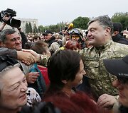 Ukrainos prezidentas Petro Poro&scaron;enka Slovjanske