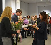 Varėnos kultūros centro parodų salėje atidaryta menininkų Valdemaro &Scaron;eme&scaron;kos, Alinos Daiker Gulbinienės ir Alessandro Rillo tapybos darbų paroda &bdquo;Antitesi&ldquo;