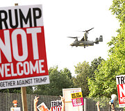 D.Trumpą Londone pasitiko protestuotojai