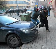 Nacionalistų eitynių Var&scaron;uvoje akimirka