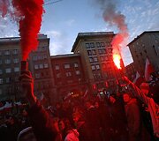 Nacionalistų eitynių Var&scaron;uvoje akimirka
