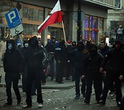 Nacionalistų eitynių Var&scaron;uvoje akimirka