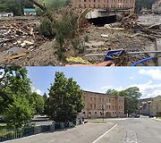 Silezijos Stronie miestelis iki potvynio ir po jo