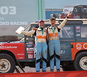 Karolio Rai&scaron;io Dakaro ralio fini&scaron;o podiumo akimirkos