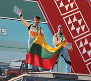 Karolio Rai&scaron;io Dakaro ralio fini&scaron;o podiumo akimirkos
