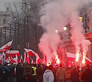 Lenkijos nacionalistų žygis Var&scaron;uvos gatvėmis