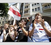Protesto Baltarusijoje akimirka