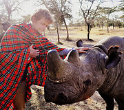 &bdquo;Ol Pejeta&ldquo; rezervate lankytojus pasitinkantis aklas juodasis raganosis Baraka