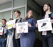 Jaunųjų konservatorių lygos protestas prie&scaron; Rimanto Sinkevičiaus paskyrimą į ministro postą