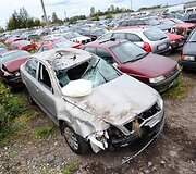 Sudaužytas Seimo nario Vytenio Povilo Andriukaičio automobilis &bdquo;&Scaron;koda Octavia&ldquo;
