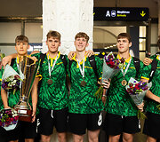 Lietuvos U16 vaikinų rinktinės sutiktuvės Vilniaus oro uoste