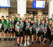 Lietuvos U16 vaikinų rinktinės sutiktuvės Vilniaus oro uoste