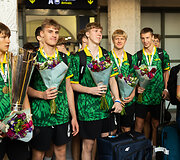 Lietuvos U16 vaikinų rinktinės sutiktuvės Vilniaus oro uoste