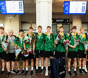 Lietuvos U16 vaikinų rinktinės sutiktuvės Vilniaus oro uoste