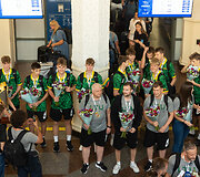 Lietuvos U16 vaikinų rinktinės sutiktuvės Vilniaus oro uoste